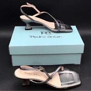 Pedro Anton Metallic Sling back Women's Heels Sz 38 NWT